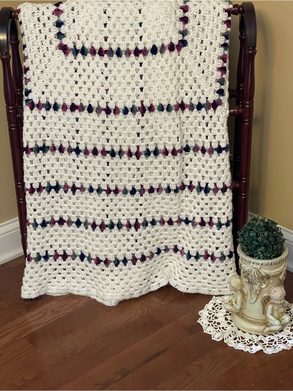 Vintage big crocheted blanket